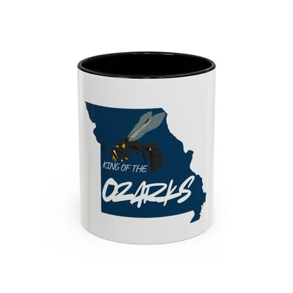King of the Ozarks Coffee Mug — Missouri State Map with Hornet Design
