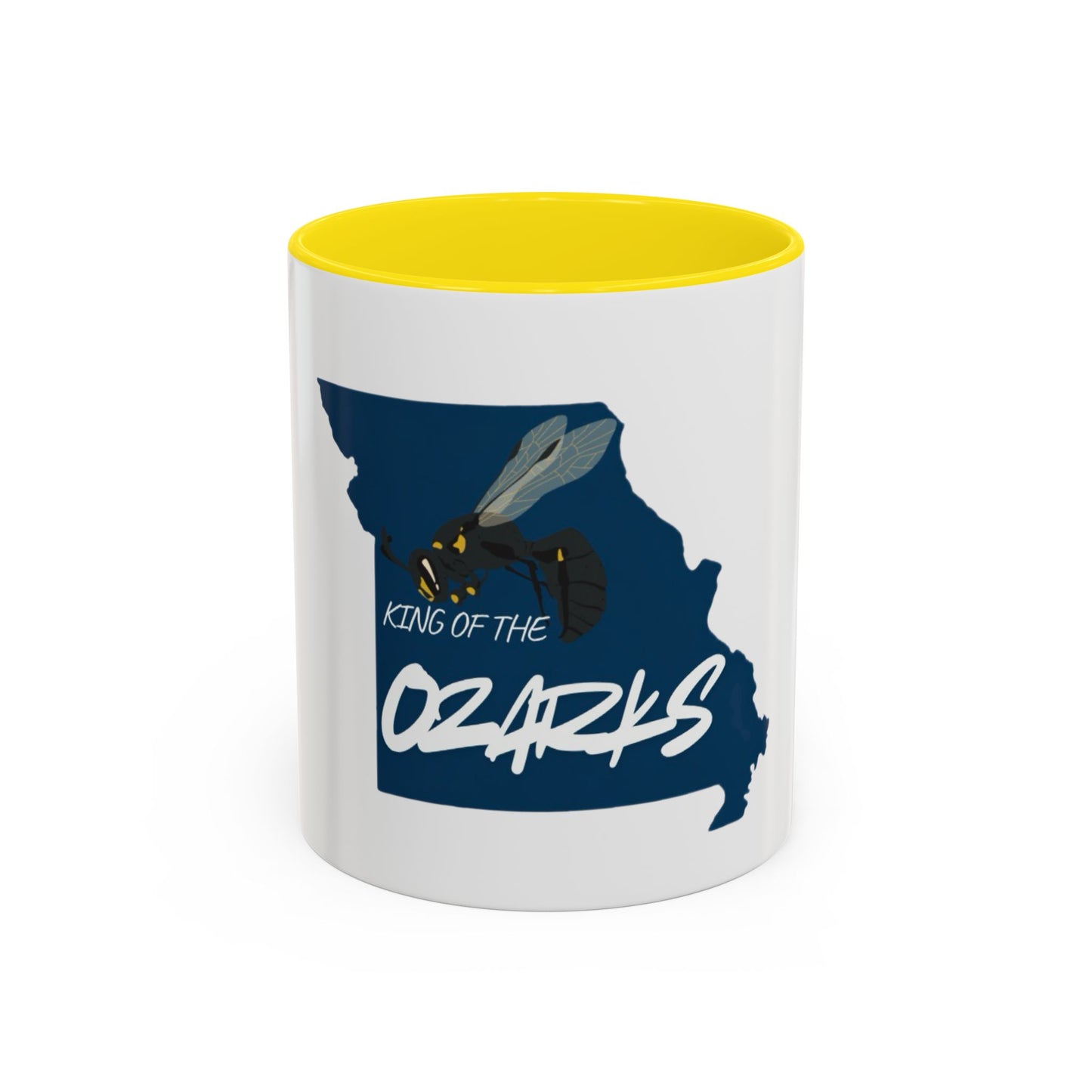 King of the Ozarks Coffee Mug — Missouri State Map with Hornet Design