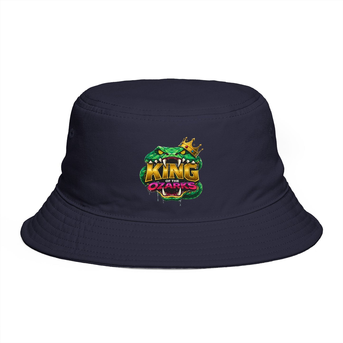 King Cobra Bucket Hat — Retro Snake Crown Graphic