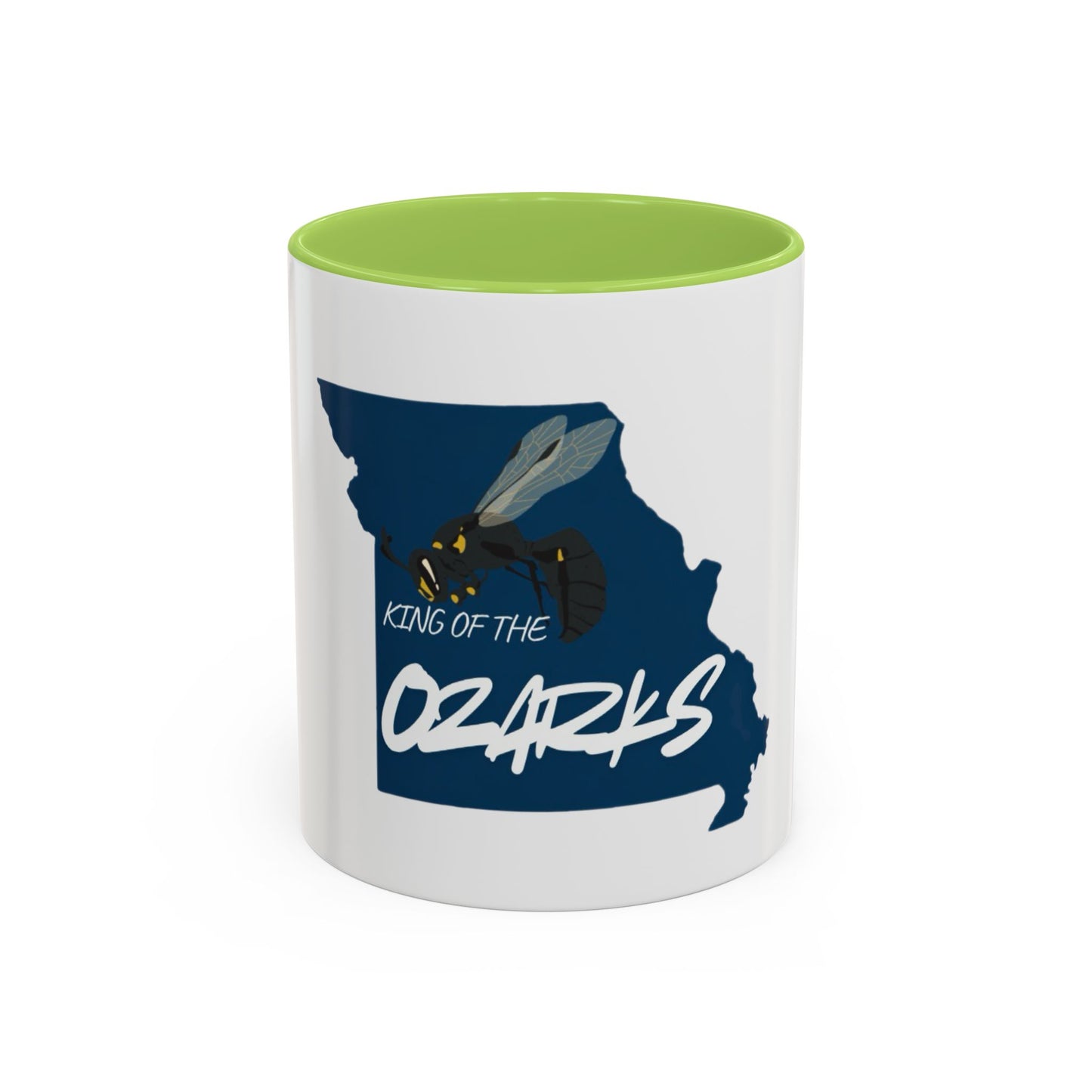 King of the Ozarks Coffee Mug — Missouri State Map with Hornet Design