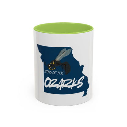 King of the Ozarks Coffee Mug — Missouri State Map with Hornet Design