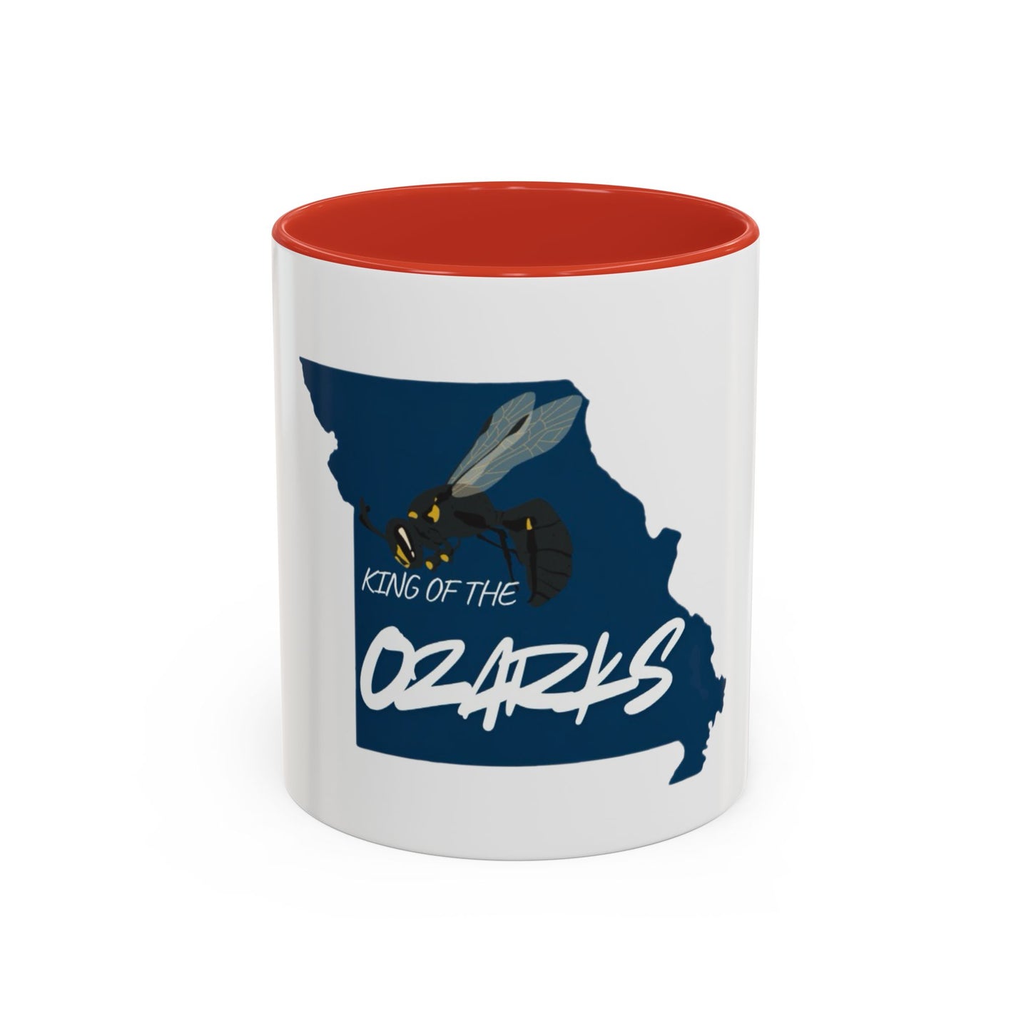 King of the Ozarks Coffee Mug — Missouri State Map with Hornet Design