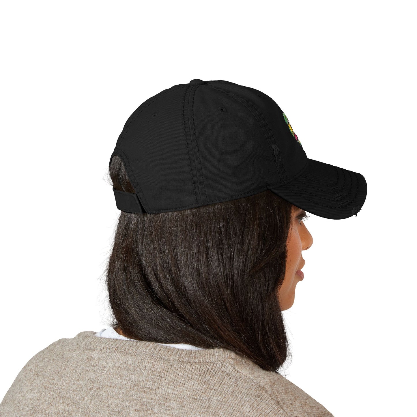 KING OF THE OZARKS Logo Distressed Embroidered Dad Hat — Colorful Floral Logo Cap