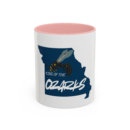 King of the Ozarks Coffee Mug — Missouri State Map with Hornet Design