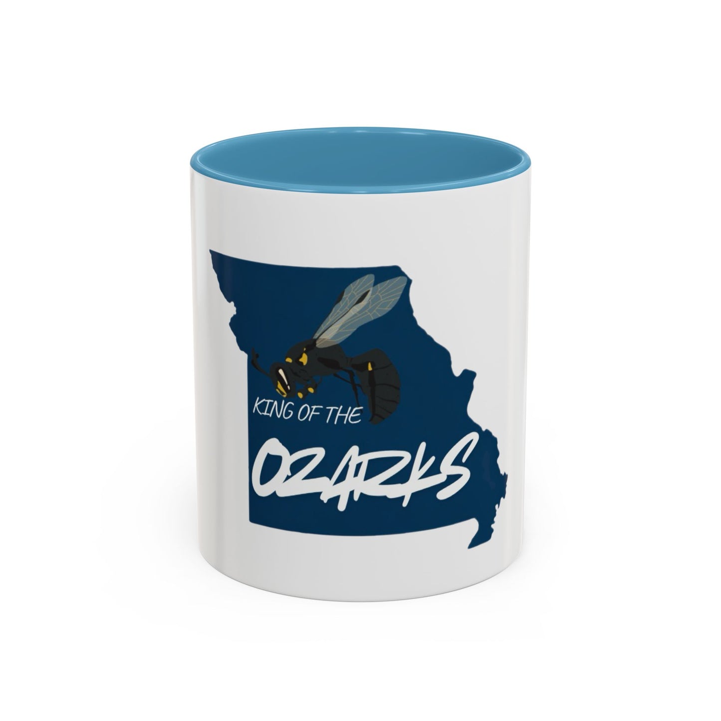 King of the Ozarks Coffee Mug — Missouri State Map with Hornet Design
