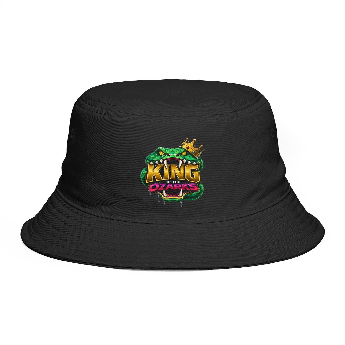 King Cobra Bucket Hat — Retro Snake Crown Graphic