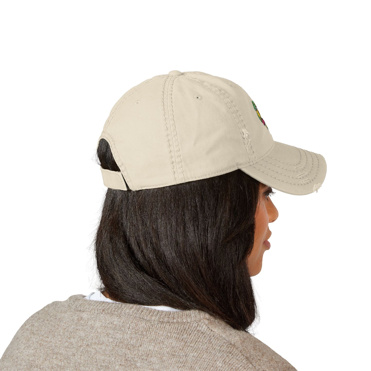 KING OF THE OZARKS Logo Distressed Embroidered Dad Hat — Colorful Floral Logo Cap