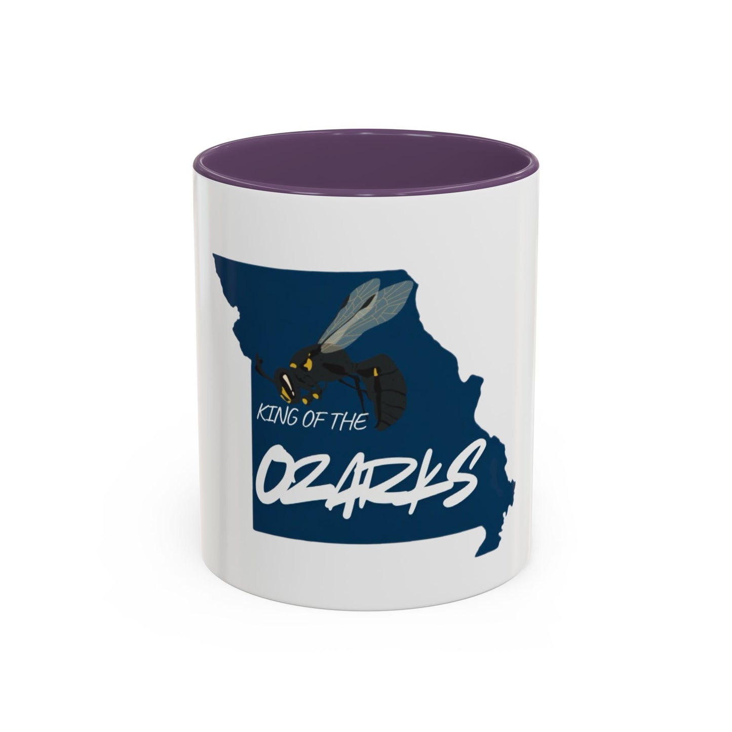 King of the Ozarks Coffee Mug — Missouri State Map with Hornet Design