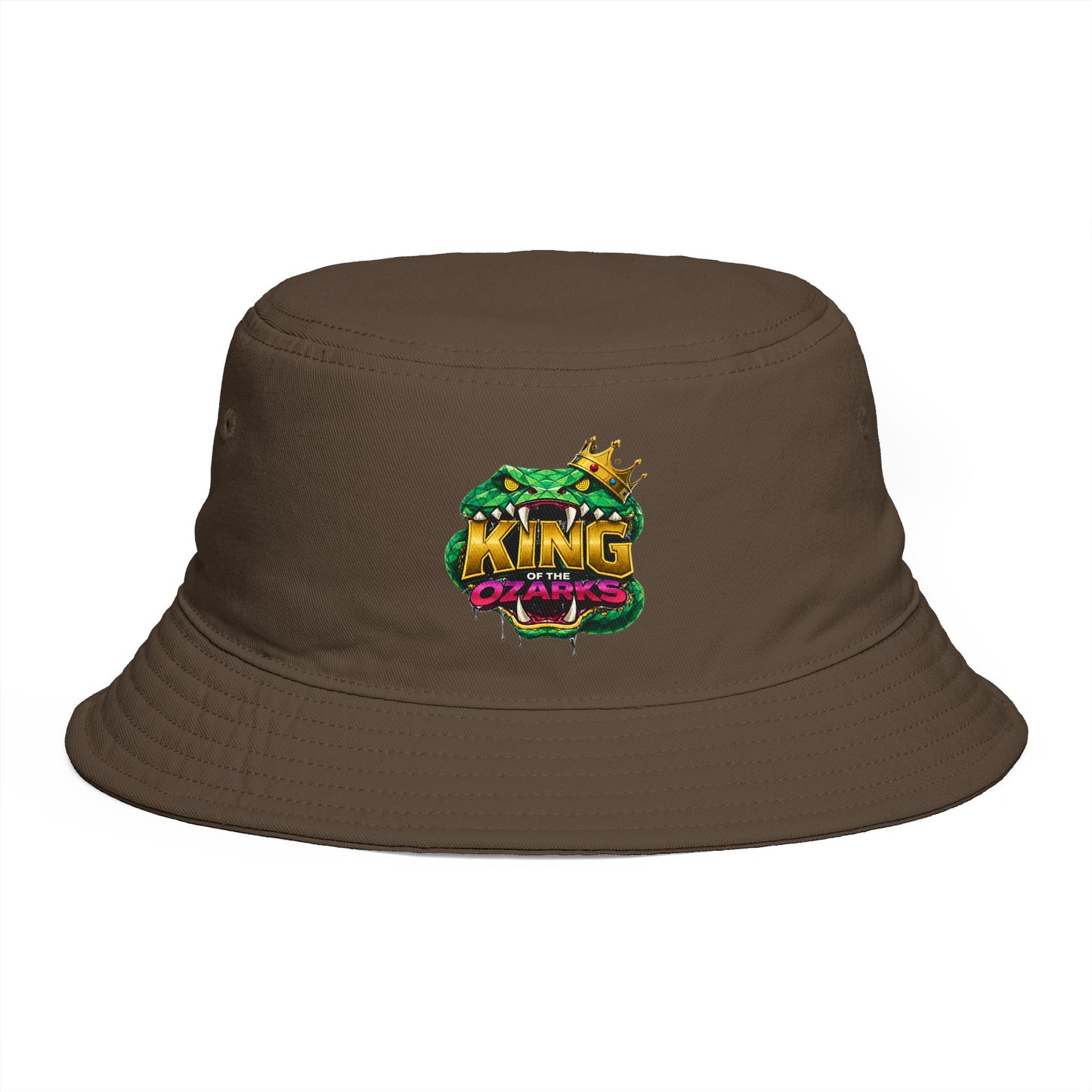 King Cobra Bucket Hat — Retro Snake Crown Graphic