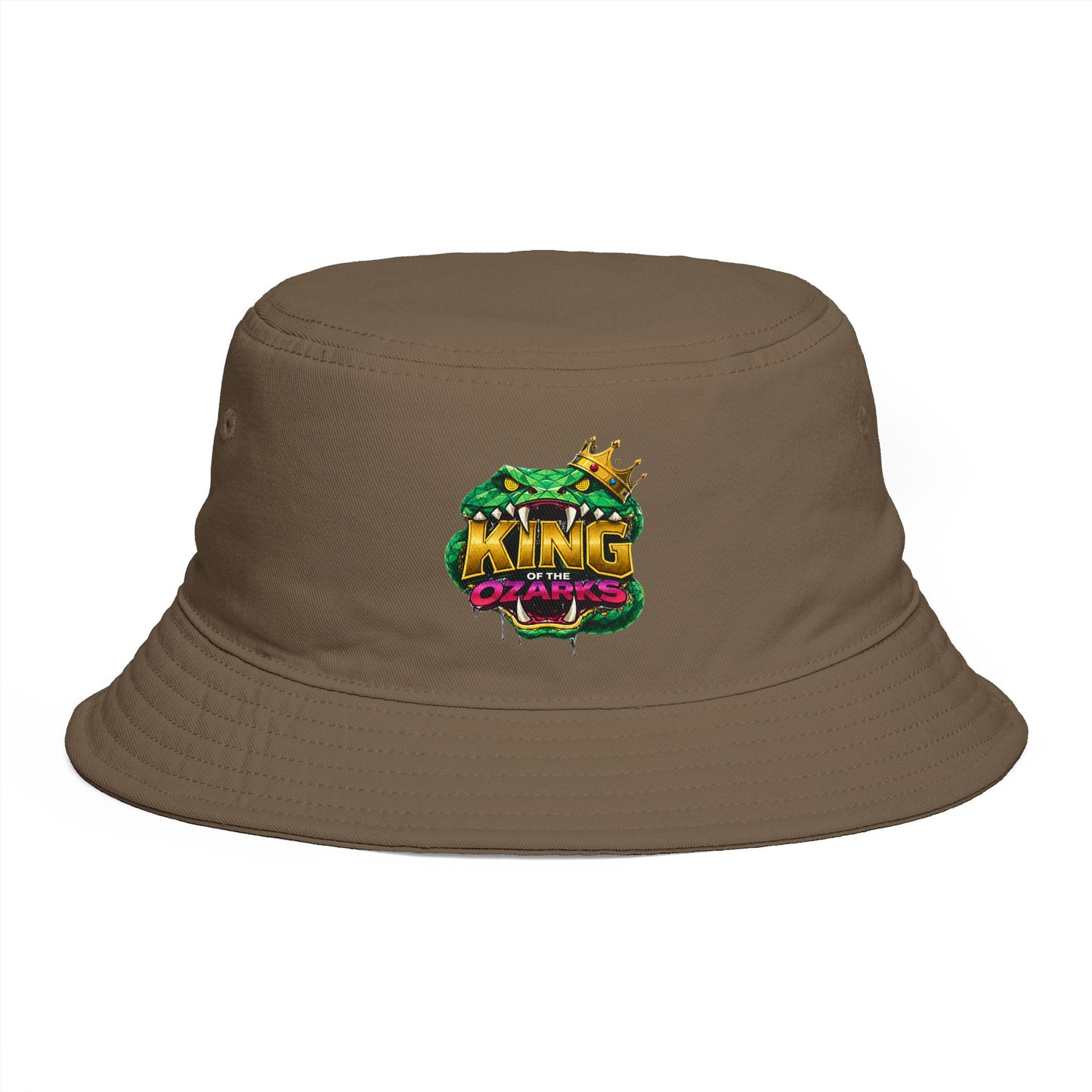 King Cobra Bucket Hat — Retro Snake Crown Graphic
