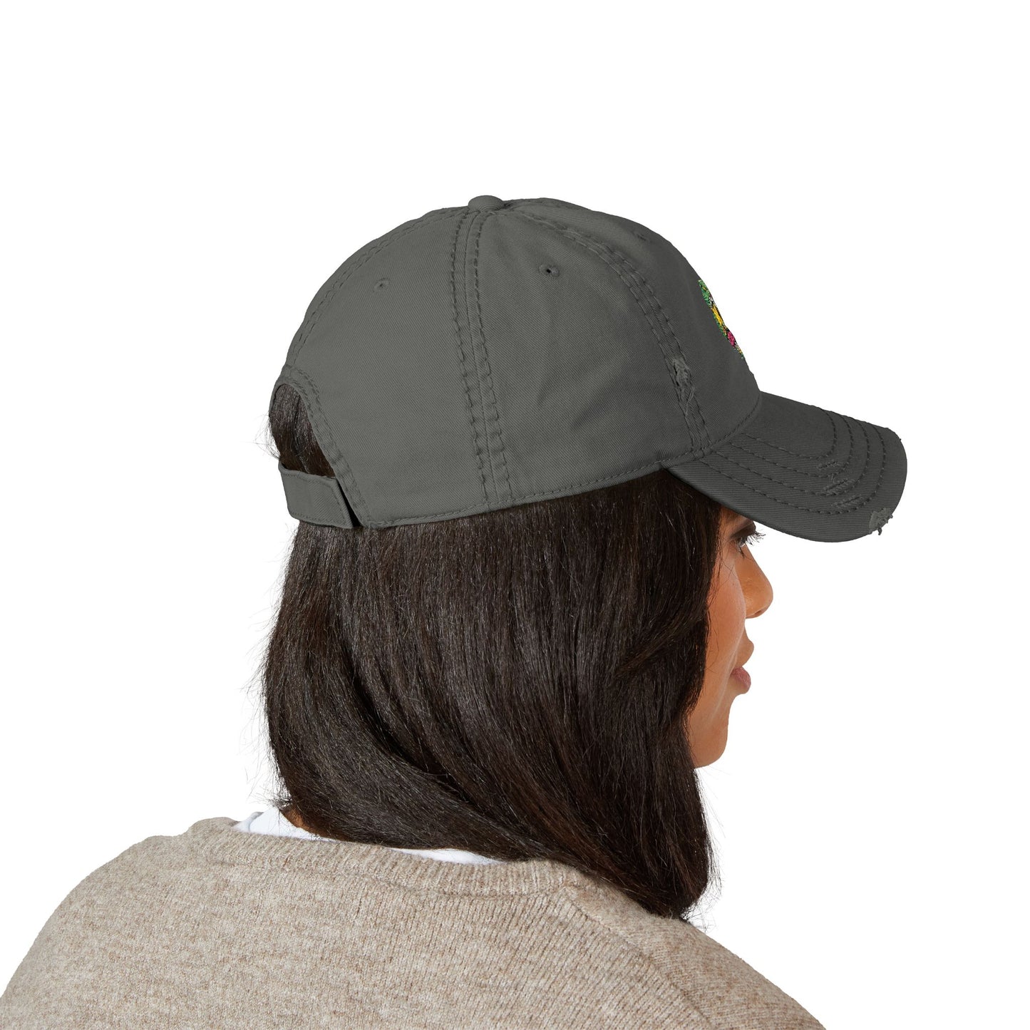 KING OF THE OZARKS Logo Distressed Embroidered Dad Hat — Colorful Floral Logo Cap