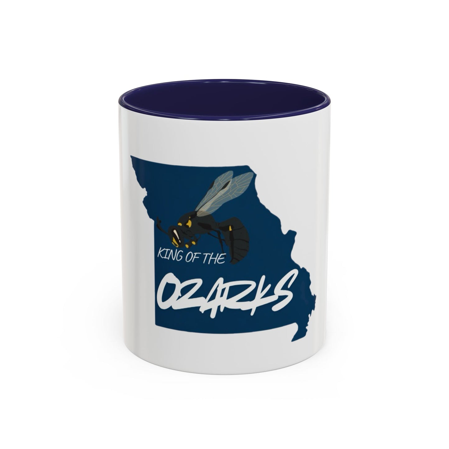 King of the Ozarks Coffee Mug — Missouri State Map with Hornet Design